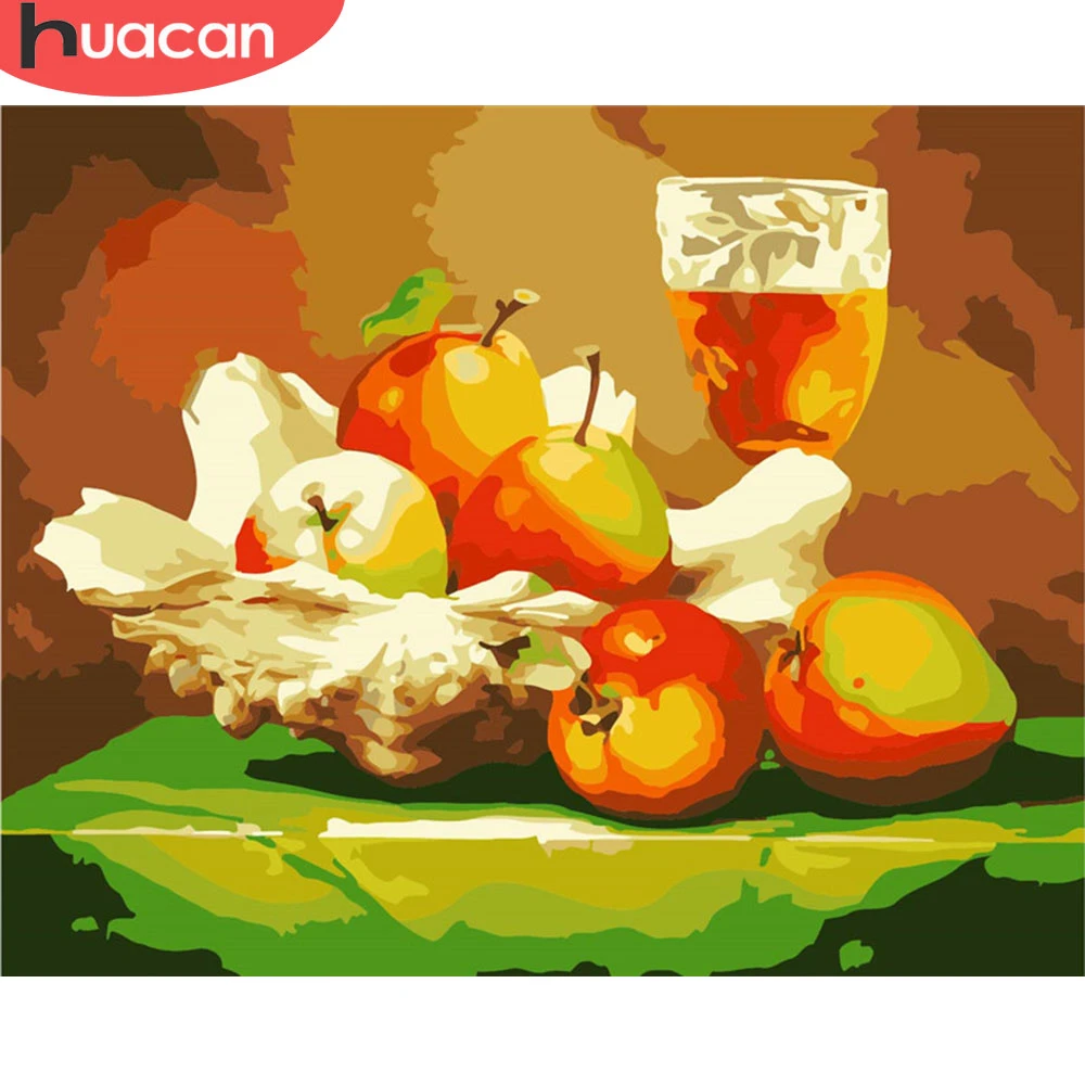 HUACAN DIY Painting By Number Fruit Art Gift Hand Painted Pictures Numbers Canvas Wine Kits Home Decors | Дом и сад
