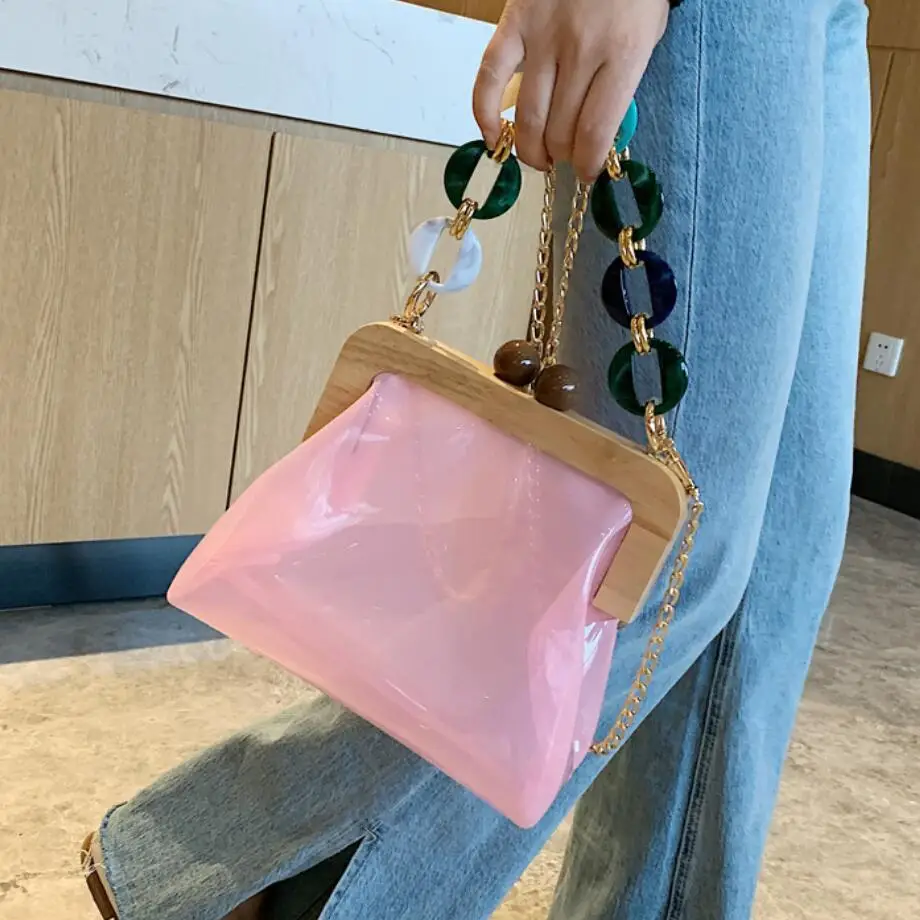 

YL Transparent Jelly Tote Bag 2020 Summer New High Quality PVC Women's Designer Handbag Travel Chain Shoulder Messenger Bag