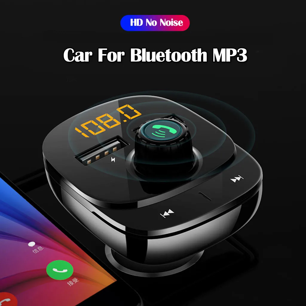 For BT Cigarette Lighter Power Car FM Transmitter MP3 Player Dual USB Charger Environmentally friendly material PC fireproof