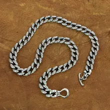 Благоприятный Облака цепи 925 пробы серебряные мужские Байкер панк ожерелье TA155