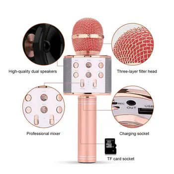 

Hot Wireless Karaoke Microphone Speaker Recording For Youtube Bluetooth Microphone For Smartphone