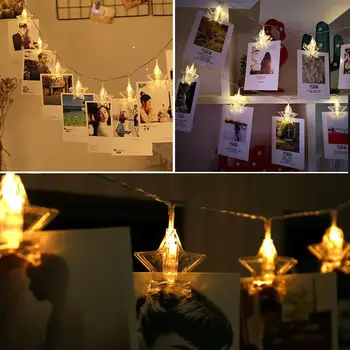 

Photo Peg Clip 10LED Stars Fairy Light Garden Festival Landscape Lamp Yard Xmas Decor Fairy String Romantic Battery Outdoor