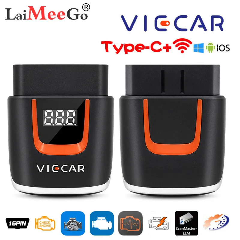 Viecar ELM327 V2.2 OBD2 считыватель кодов Bluetooth 4 0 WIFI USB Type-c для Android/IOS сканер ELM 327 OBD 2