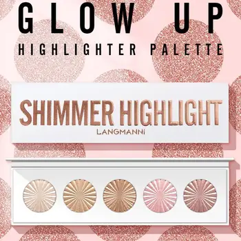 

5 in 1 Face Highlighter Makeup Palette Face Brighten Bronzer Contouring Powder Palette Shiny Powder Shimmer Highlighter X2Y5
