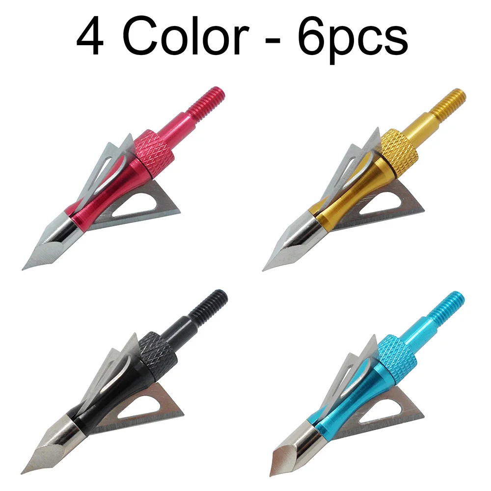 6 шт 100 зерна стрельба из лука фиксированный с 3-мя лезвиями Broadheads наконечники стрел Охота стрельба из лука полевые советы 4 цвета