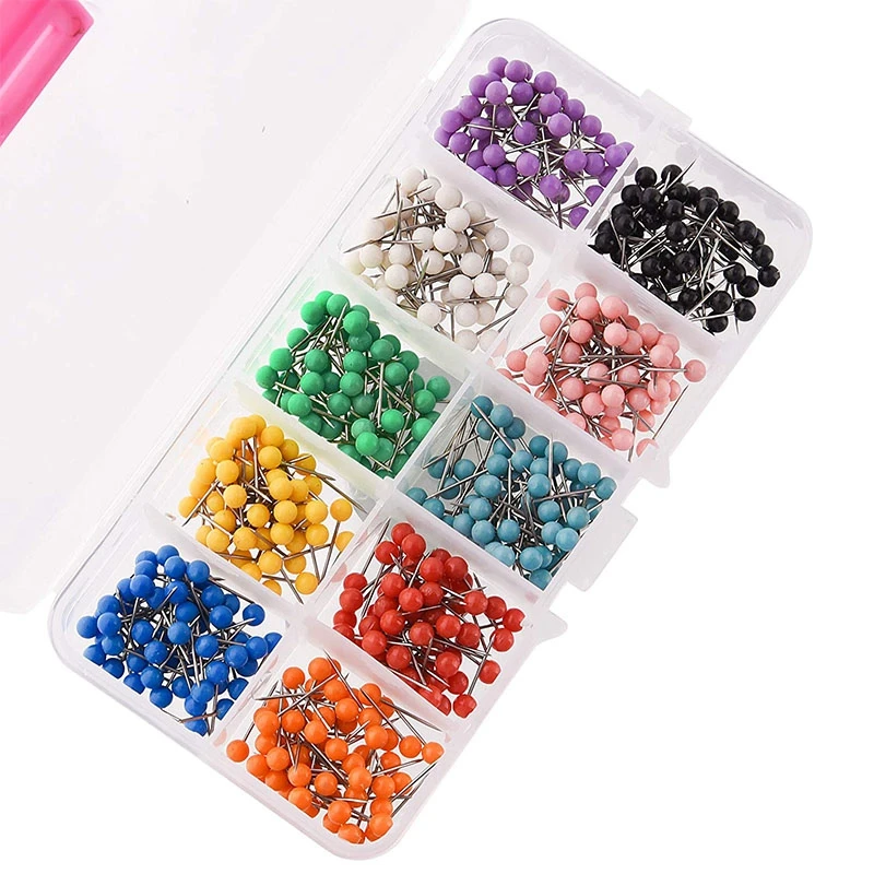 1/8 дюймов Карта Push Pins, карта Tacks с 10 разных цветов, 500 штук