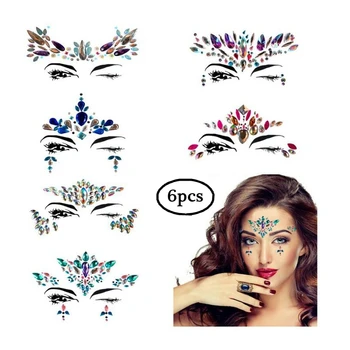 

6pcs/set Sexy Women Face Jewels Gems Festival Party Body Arms Chest Waist Rhinestone Glitter Jewelry Sticker Beauty Makeup Tools
