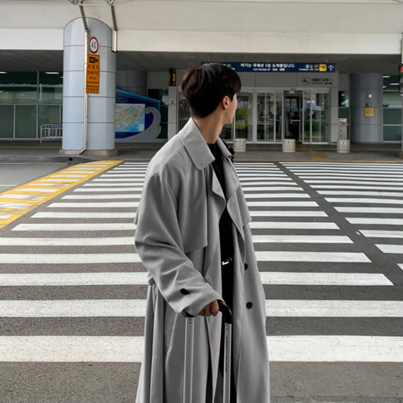 IEFB Autumn New Korean Windbreaker Men's Medium Long Cape Casual Trend Handsome Loose Trench Coat Man Oversize Cloth 9Y5263