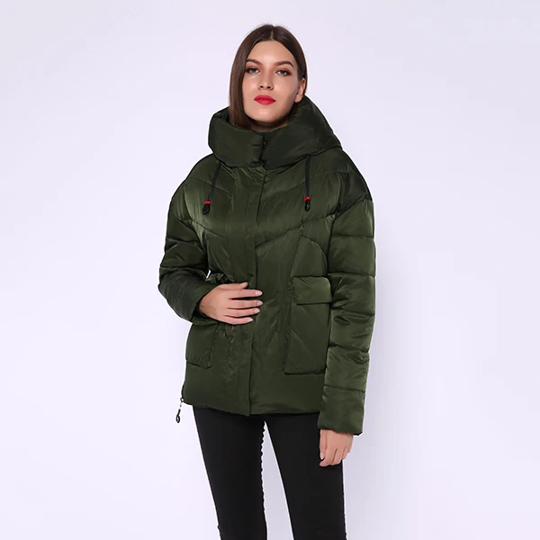 Army Green AORRYVLA Зимний пуховик Женская куртка с капюшоном короткая длина свободный стиль толстое теплое повседневное пальто женские модные куртки - Цвет: Army Green