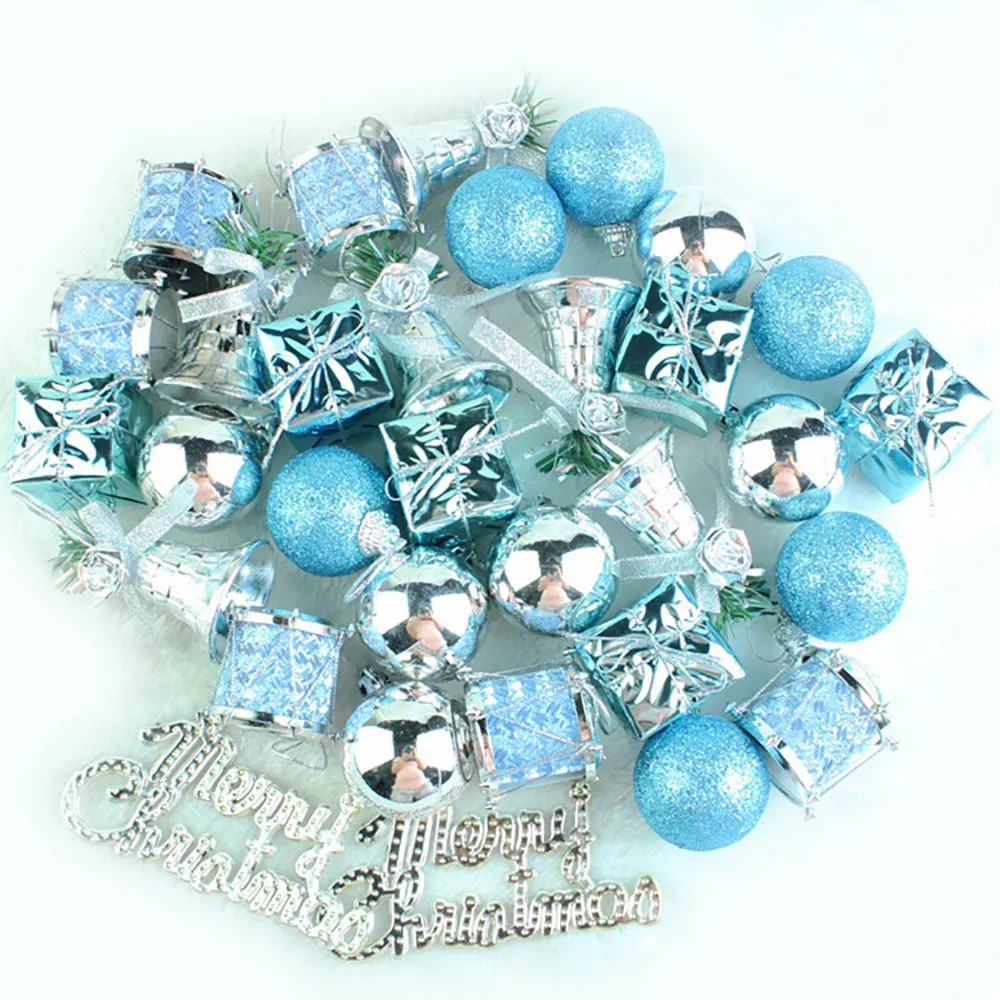 32 шт Рождественская елка шар рождественские украшения для дома синяя безделушка подвесное украшение для домашней вечеринки декор рождественские принадлежности - Цвет: Многоцветный