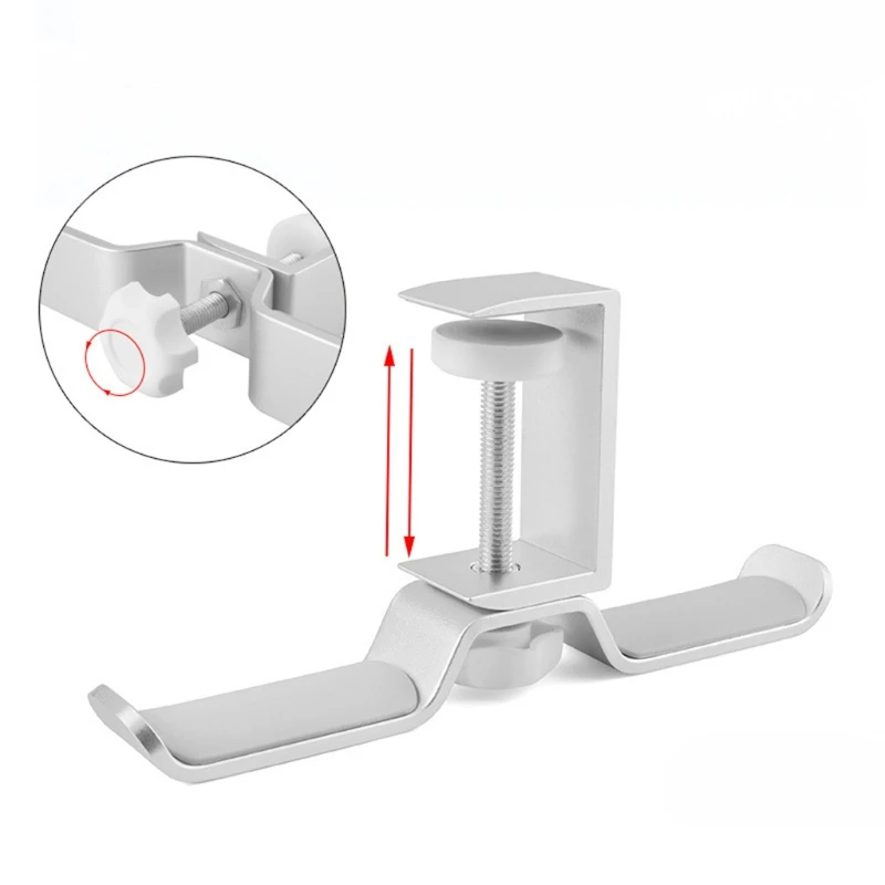 Aluminium Alloy Headphone Holder Headset Bracket Hanger Metal Wall Clamp Hook Rotatable Double Earphone Stand Desktop