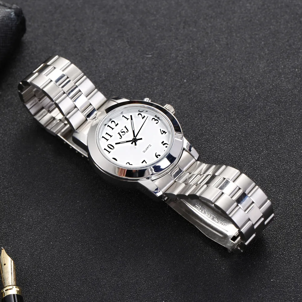 French Talking Watch with Alarm, Speaking Date and Time, White Dial VBG-233F