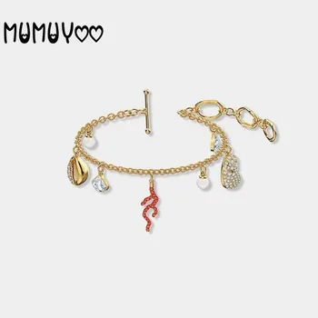 

Fashion jewelry high quality 2020 swa, charm rament ocean element red coral shell conch pendant T-shaped clasp female bracelet
