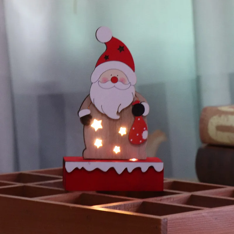 small santa claus 1 шт. Рождественские Подвески Деревянные светящиеся орнаменты рождественские новогодние вечерние украшения для домашнего магазина - Цвет: small santa claus