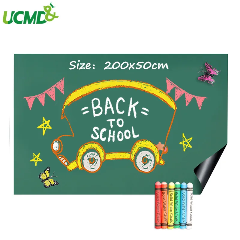 

200x50cm Wall Decoration Green Board Chalkboard Sticker Roll Hold Magnets School office Graffiti Writing Learning Message Board