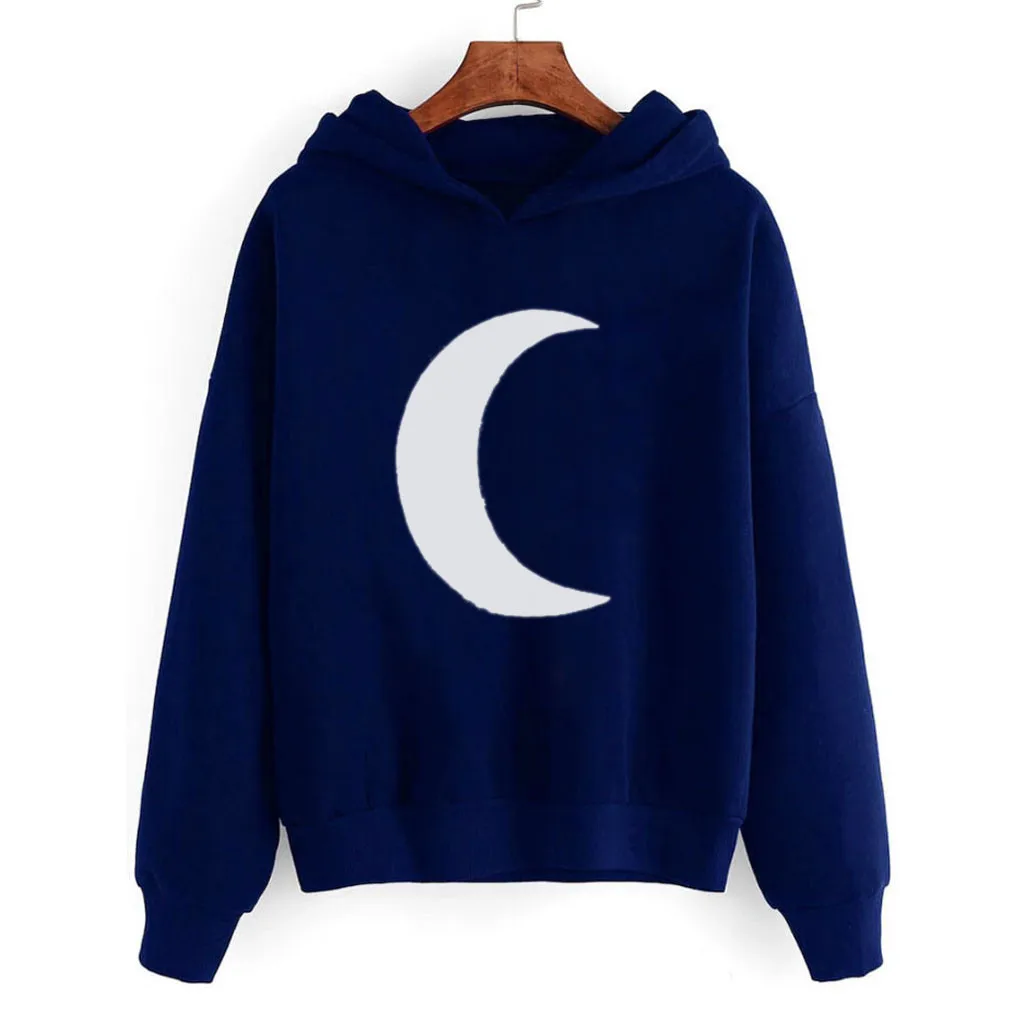 

Autumn MAXIORILL Hoodie худи Hoody women sweatshirt толстовка толстовки женская Moon Print Long Sleeve Pullover top #3