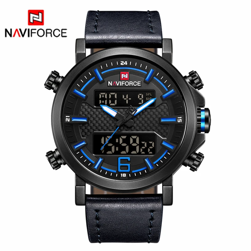 NAVIFORCE Топ люксовый бренд Мужские часы Мужские кожаные спортивные часы мужские кварцевые часы водонепроницаемые военные наручные часы Relogio Masculino