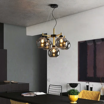 

Post-modern Living Room Led Chandelier Nordic Light Luxury Restaurant Chandelier Bedroom Bar Hanging Lamp Lighting Simple Glass