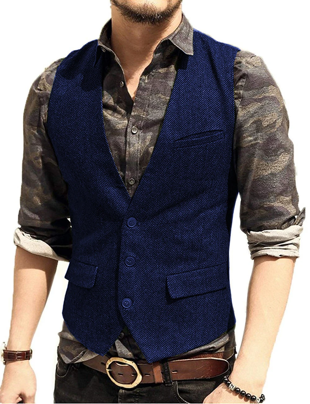 Men/'s Camouflage Waistcoat Slim Fit Casual Regular Fit Business Suit Vests