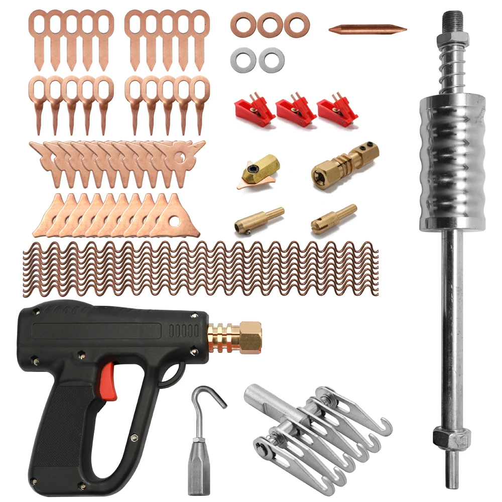 

66Pcs/Set Dent Repair Puller Kit Car Repairing Tools Hand Body Spot Machine Mini Welding Machine Spotter Fix Clamp Hammer