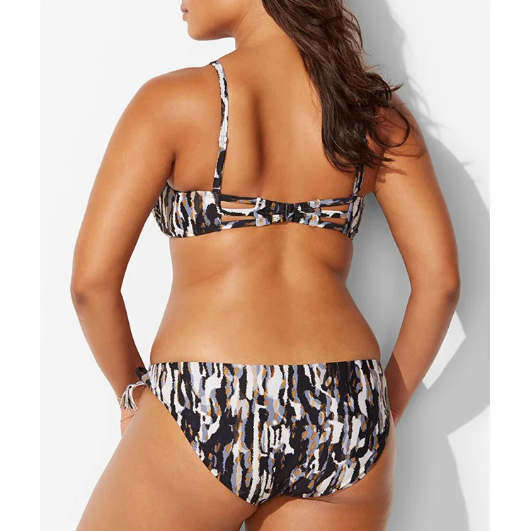 

Europe And America Leopord Pattern Sexy Bikini High-waisted Fat Plus-sized Bathing Suit Women's Split Type Bikini