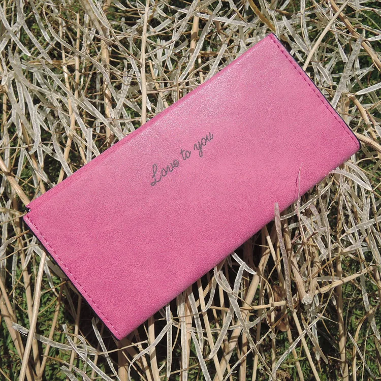 Rose Red 2 Милый женский длинный Матовый кожаный кошелек, Женский держатель для карт, Дамский кошелек для монет, тонкий кошелек для телефона, женские кошельки и кошельки, клатч - Цвет: Rose Red 2