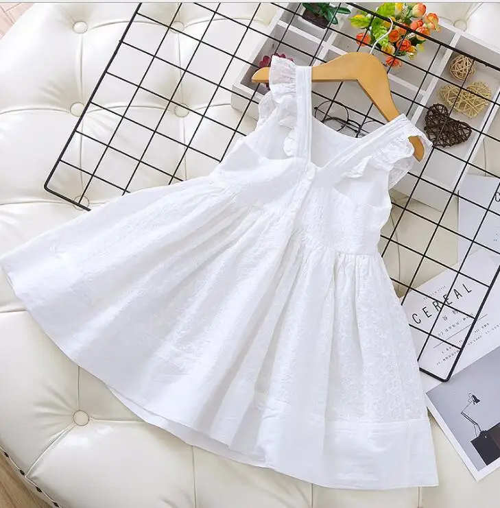 Летние белые платья принцессы для девочек; детское элегантное платье; 5 шт./партия;
