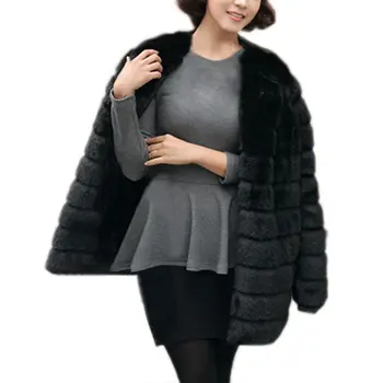 

Winter Fashion Solid Color Thick Warm Fur Long Sleeve O-neck Jacket For Womens Faux Fur Furry Coat Outerwear Overcoat Plus Size