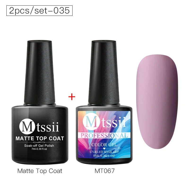 Mtssii, 2 шт, Матовый УФ набор гель-лаков для ногтей, чистый цвет, матовое верхнее покрытие, впитывается, дизайн ногтей, Гель-лак, лак для маникюра - Цвет: HHZH06929