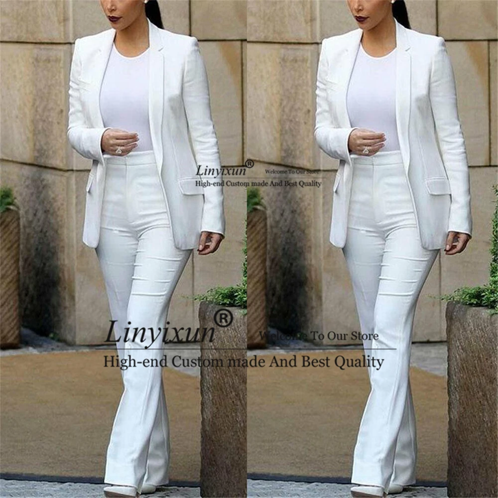 

Women Suit 2 Piece Sets Fashion Office Workwear Trouser Suit Satin Ladies Formal Business Blazer High Waist Pants