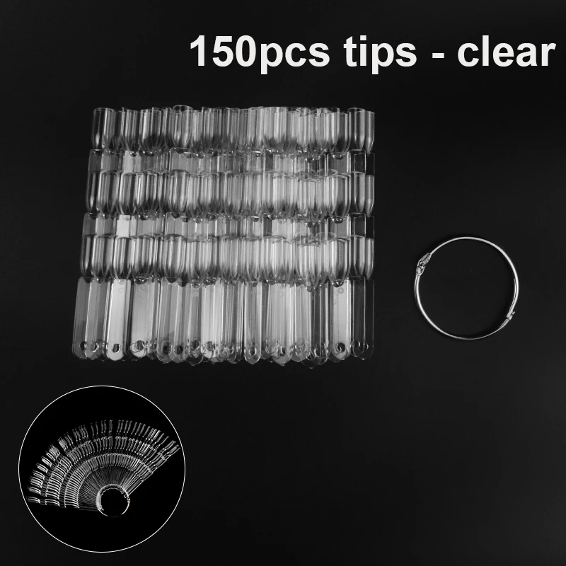 150 pcs tips-clear Накладные ногти: 20/50/100/120/150 шт. накладные ногти натуральный прозрачный розовый черный Цвет Nail Art Ложные Типсы Практика Дисплей - Цвет: 150 pcs tips-clear