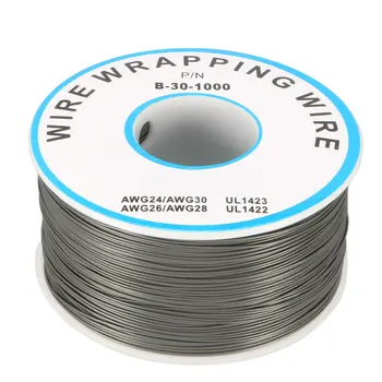 

uxcell AWG30 1000.7FT Breadboard Wrapping Wire PCB Weld PVC Coated Tin Plated Copper Cable,1 Roll Gray