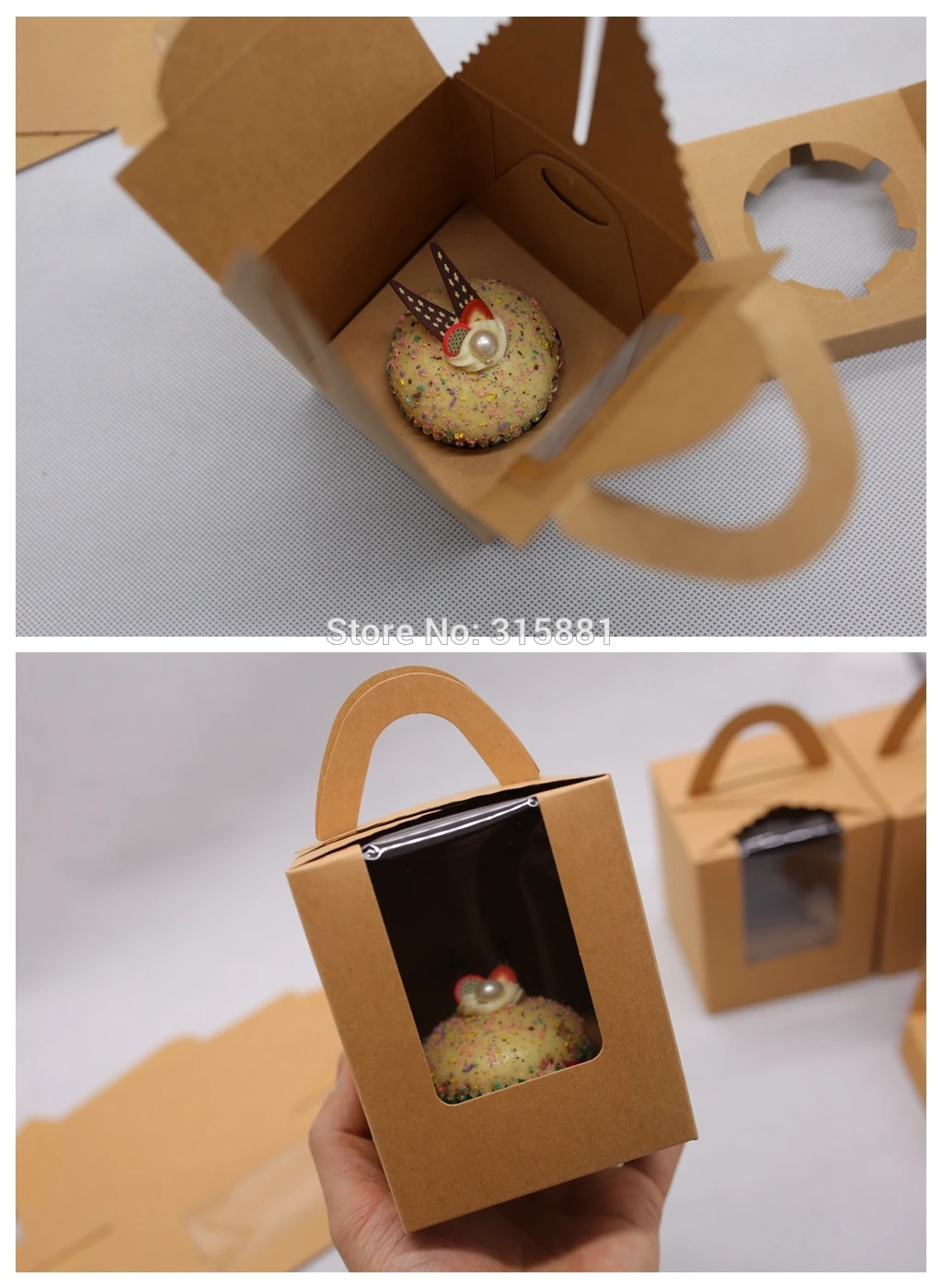 Крафт коробки для кексов с ручкой тортов упаковка печенья 30 шт./лот|cupcakes|cupcake boxes