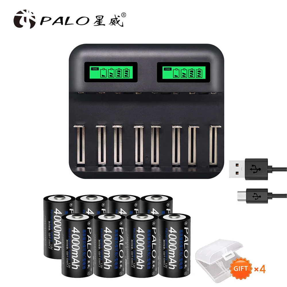 8pcs C size Rechargeable Battery C type 1.2V 4000mAh ni-mh + LCD Display USB Smart fast battery Charger for AA AAA C D Size 8pcs C size Rechargeable Battery C type 1.2V 4000mAh ni-mh + LCD Display USB Smart fast battery Charger for AA AAA C D Size