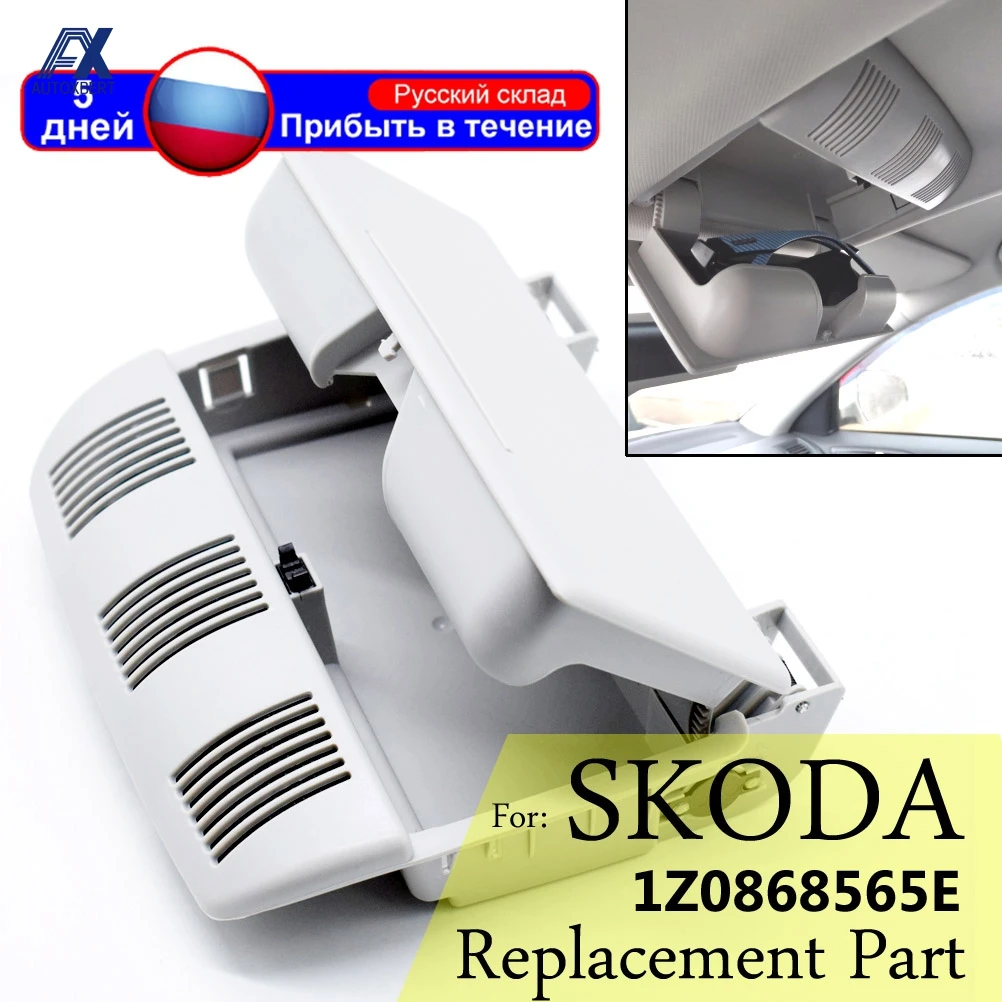 Porta occhiali sole per auto 1Z0868565E, custodia per occhiali sole, custodia per occhiali per Roomster 06 07 08 09 10 11 12 13 2006-2013(Grigio