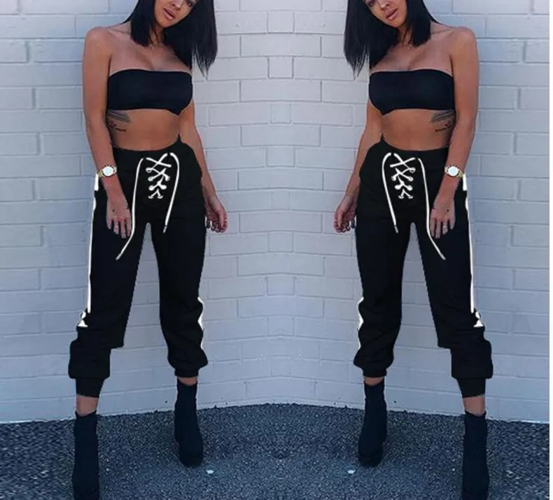 2019 женские брюки с высокой талией и капри широкие спортивные свободные длинные