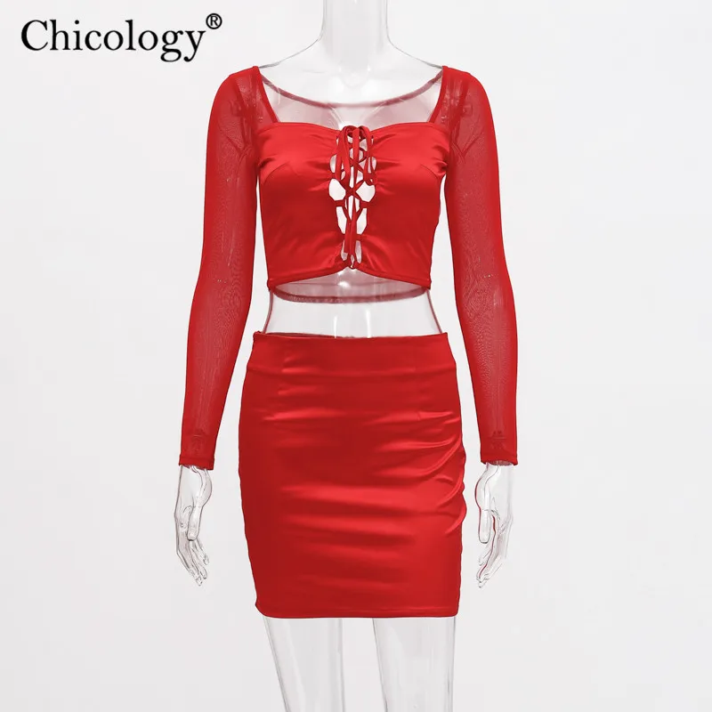 Chicology сетка сеткой атласное атлас зашнуровать 2 комплект из двух предметов в