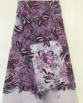 

6 colors ( 5yards/pc ) Super embroidered African sequins French net lace fabric high grade tulle lace fabric for dress FZZ636