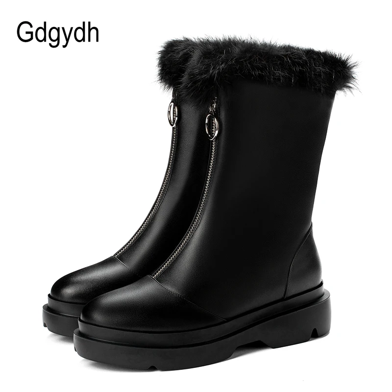 Женские зимние ботинки Gdgydh теплые из искусственной кожи с длинным ворсом на