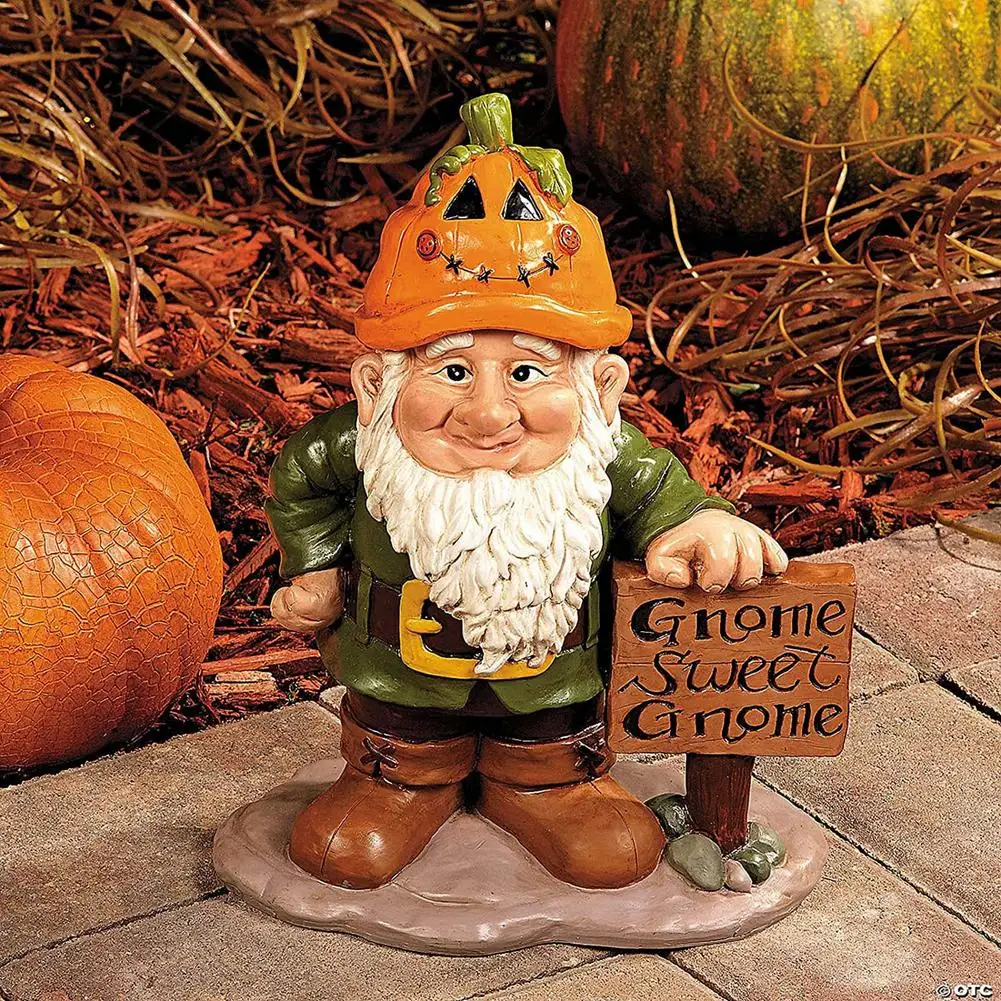 Statue de Gnomes en résine avec chapeau remplaçable, Figurine drôle et mignonne, décoration d’intérieur, de jardin — vu