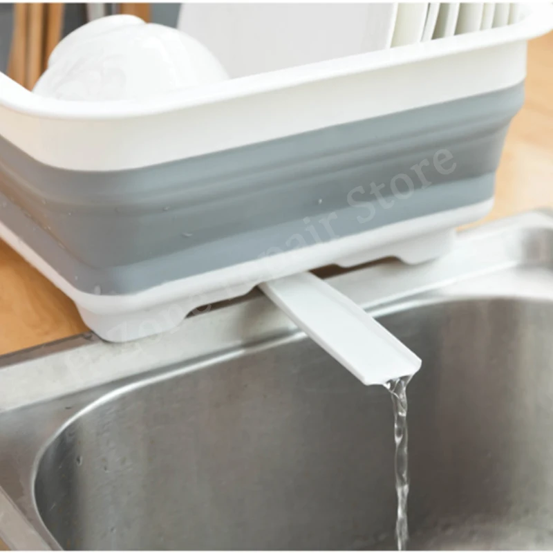 Camping Car Foldable Tableware Rack Portable Dish Rack TPR Bowl Sink Design