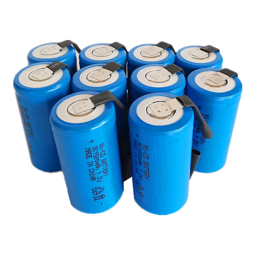 Высокое качество 1 2 в 10 шт. Ni CD SC1500mAh аккумуляторы высокой мощности с вкладками