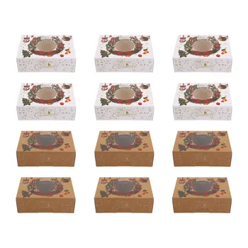 

12pcs Christmas Cake Boxes Cake Packaging Boxes Organizers Cake Cases (Large)