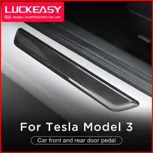 LUCKEASY педаль передней и задней двери автомобиля для tesla модель 3- реальные карбоновые накладки на пороги двери