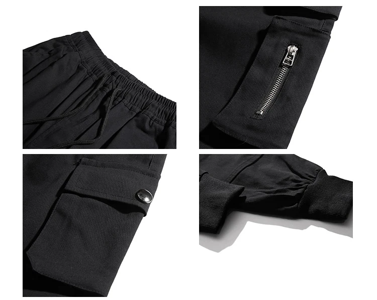 LAPPSTER-Youth Men Streetwear Hip Hop Joggers Pants Mens Harajuku Black Cargo Pants Male Fashions Black Pockets Track Pants