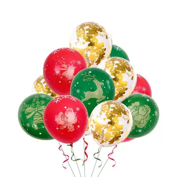 

2020 New Year Red green DIY Christmas balloons Latex 12 inch bronzing 5 sides all printed color latex round Xmas balloons ZB264