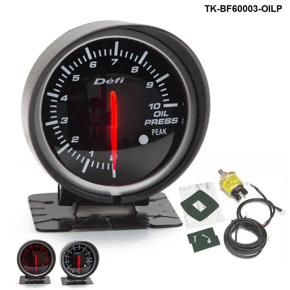 60mm def advanced oil press gauge Amber red// white lights black face auto meter