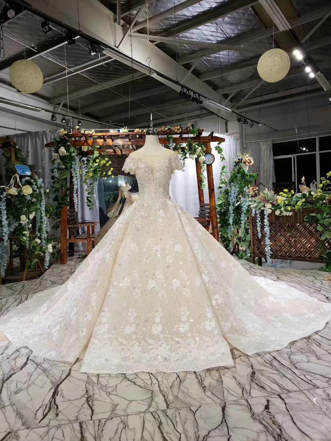 Vestido de Noiva/; свадебное платье принцессы; бальное платье с круглым вырезом; кружевное подвенечное платье с аппликацией из бусин; свадебное платье; Robe De Mariee - Цвет: As picture