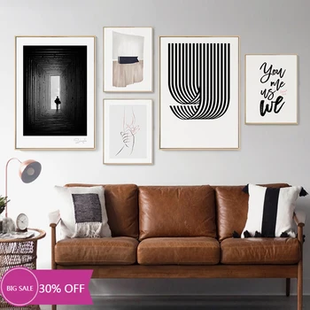 

Christmas Decoration Canvas Painting Posters Line Letters Black White Numbers Wall Art Picture Home Decor