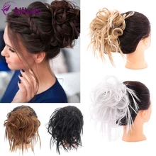 AILIADE 7 дюймов 10 цветов грязные булочки взъерошенные шиньон эластичная лента шиньон волосы кудрявые покрытие синтетические шиньоны для женщин